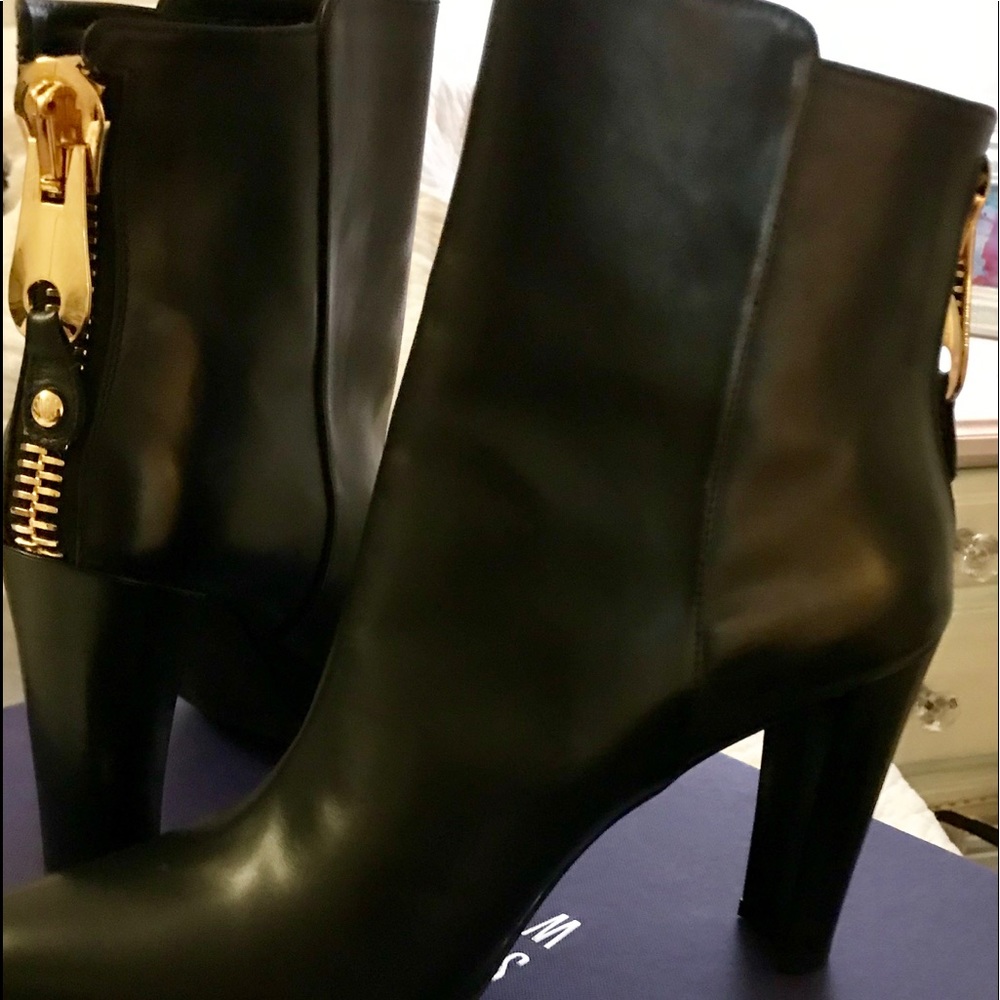 STUART WEITZMAN MIZZIP BLACK CALF BOOT Size 8